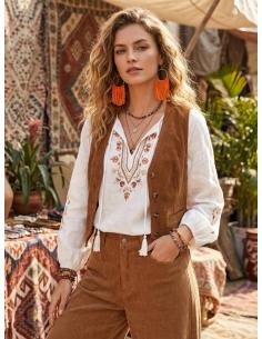 PENDIENTES NARANJAS GRANDES CON FLECOS DE TELA | MUJER MODA CASUAL 2