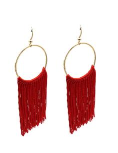 PENDIENTES ROJOS GRANDES CON FLECOS DE TELA | MUJER MODA CASUAL 2