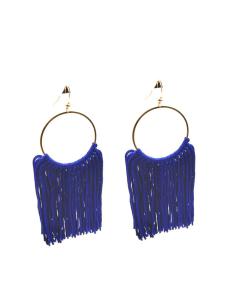PENDIENTES AZULONES GRANDES CON FLECOS DE TELA | MUJER MODA CASUAL 2
