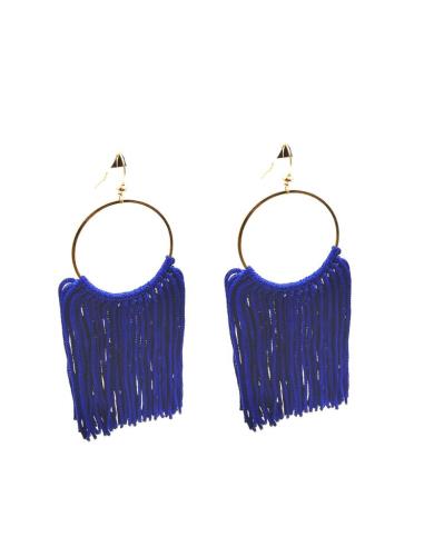 PENDIENTES AZULONES GRANDES CON FLECOS DE TELA | MUJER MODA CASUAL
