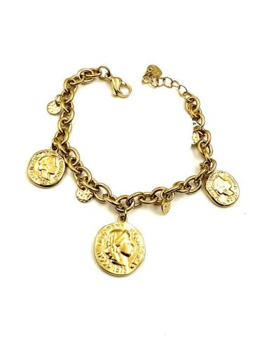 PULSERAS DORADAS CON MONEDAS COLGANTES | MODA MUJER