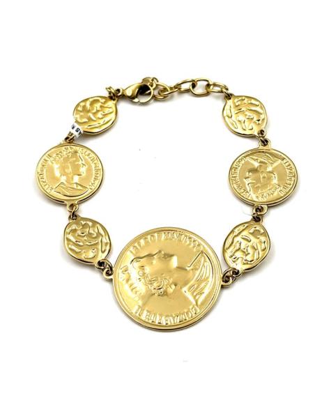 PULSERAS CON MONEDAS DORADAS REPLICA JOYA ANTIGUA | MODA MUJER