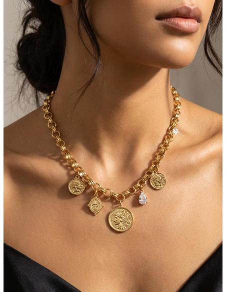 COLLARES DORADOS CON MONEDAS Y DIJES DE MODA | JOYITAS ELEGANTES