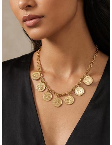 COLLARES CORTOS DORADOS CON MONEDAS COLGANTES | JOYITAS MODA