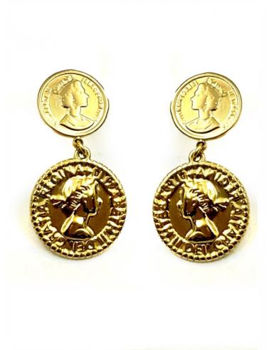 PENDIENTES DORADOS PARA MUJER CON MONEDAS | EL JARDIN DEL DESEO