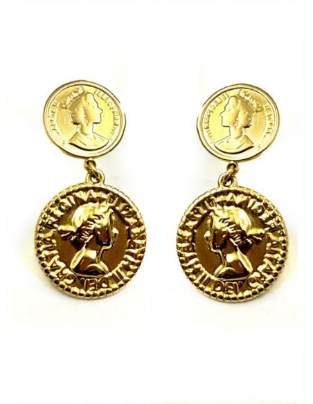 PENDIENTES DORADOS PARA MUJER CON MONEDAS | EL JARDIN DEL DESEO