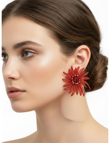 PENDIENTES NARANJAS DE TELA PARA INVITADAS | PENDIENTES BODA