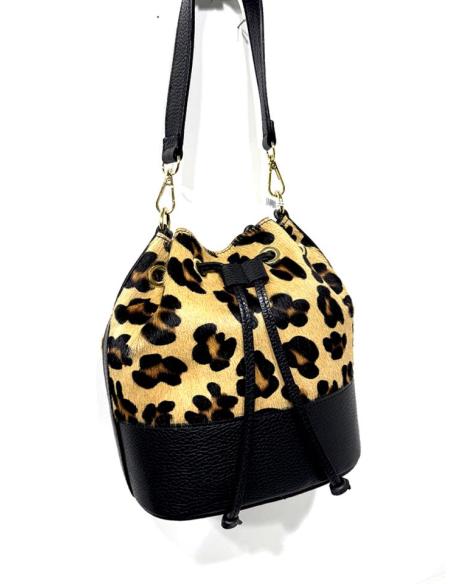 BOLSOS MUJER DE PIEL LEOPARDO NEGRO MARRON Y CAMEL | ANIMAL PRINT