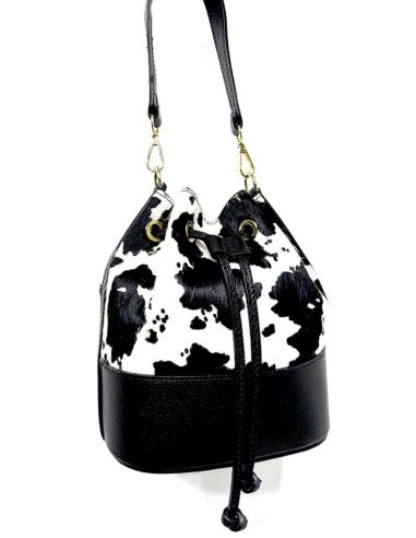 BOLSOS MUJER DE PIEL BLANCO Y NEGRO DIBUJO VACA | ANIMAL PRINT