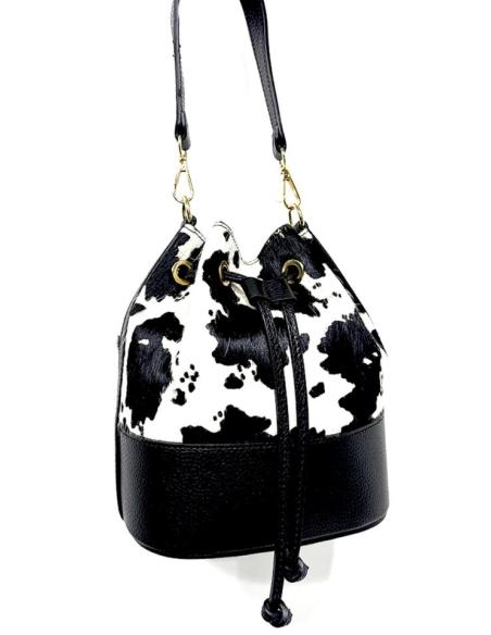 BOLSOS MUJER DE PIEL BLANCO Y NEGRO DIBUJO VACA | ANIMAL PRINT
