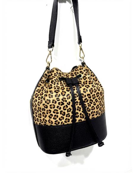 BOLSOS MUJER DE PIEL GUEPARDO NEGRO MARRON Y CAMEL | ANIMAL PRINT