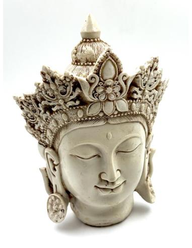 CABEZA DE BUDA INDIO BLANCO FIGURA DE MESA | EL JARDIN DEL DESEO