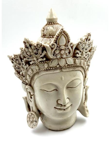 CABEZA DE BUDA INDIO BLANCO FIGURA DE MESA | EL JARDIN DEL DESEO