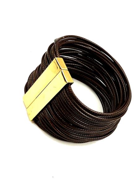 PULSERAS CUERO MARRONES ANCHAS DE MUJER | MODA ETNICA BOHO