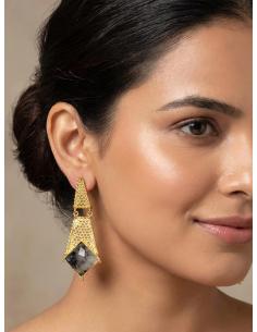 PENDIENTES DORADOS DE DISEÑO DECORADOS CON PIEDRA | BODAS 2