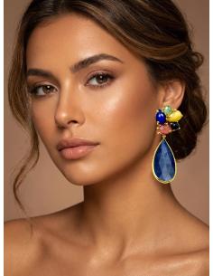 PENDIENTES INVITADA AZUL MARINO CON PEDRERIA | BODA FIESTA Y EVENTO 2