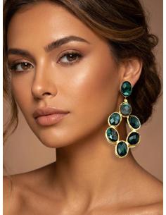 PENDIENTES LARGOS DE AROS CON LABRADORITA | JOYAS CON PIEDRAS 2