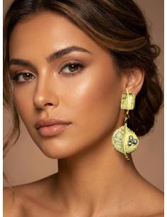 PENDIENTES ELEGANTE DORADOS LARGOS CON CIRCONITAS | INVITADA BODA 2