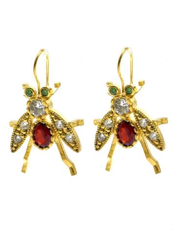 PENDIENTES DE INSECTOS DECORADOS CON PEDRERIA JOYA | SUTIL BRILLO