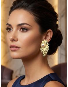 PENDIENTES MUJER DISEÑOS ORIGINALES CON PERLA EN FORMA DE ALA. 2