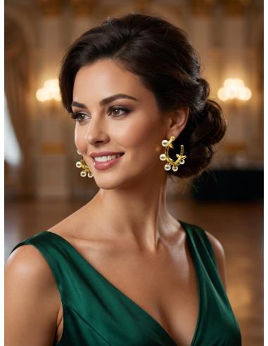 PENDIENTES DE ARO CON PERLAS DISEÑOS ORIGINALES