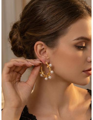 PENDIENTES DE ARO CON PERLAS DISEÑOS ORIGINALES