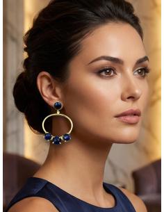 PENDIENTES DE ARO MUJER PIEDRA AZUL ZAFIRO | PENDIENTES ELEGANTES PARA BODAS 2