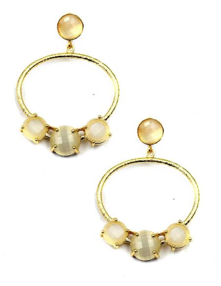 PENDIENTES DE ARO MUJER CON PIEDRAS BLANCAS | PENDIENTES ELEGANTES Y ORIGINALES PARA EVENTOS