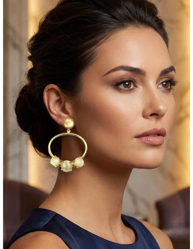 PENDIENTES DE ARO MUJER CON PIEDRAS BLANCAS | PENDIENTES ELEGANTES Y ORIGINALES PARA EVENTOS