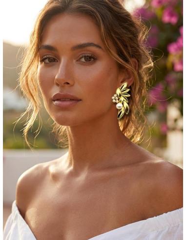 PENDIENTES PARA BODAS DORADOS CON PERLAS | INVITADA Y MADRINA