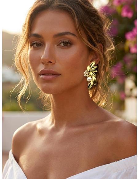 PENDIENTES PARA BODAS DORADOS CON PERLAS | INVITADA Y MADRINA