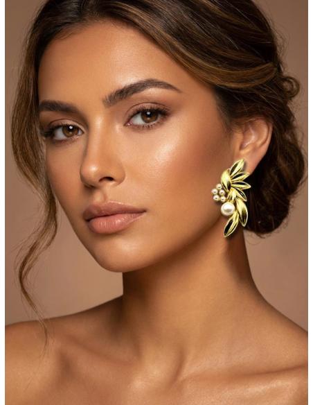PENDIENTES PARA BODAS DORADOS CON PERLAS | INVITADA Y MADRINA