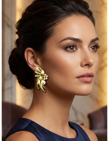 PENDIENTES PARA BODAS DORADOS CON PERLAS | INVITADA Y MADRINA