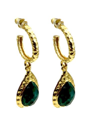 PENDIENTES VERDES Y DORADOS DE ARITO Y PIEDRAS | JOYAS DIA Y NOCHE