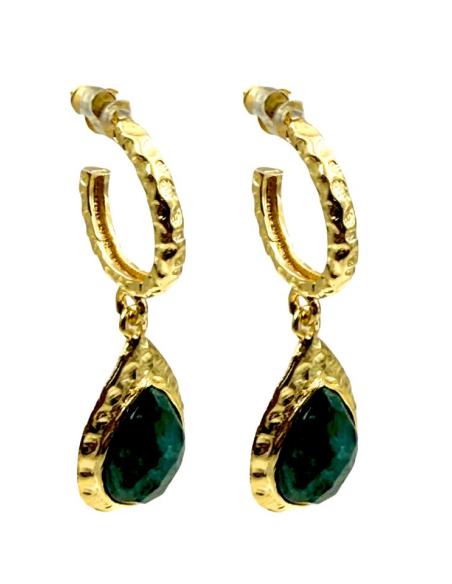 PENDIENTES VERDES Y DORADOS DE ARITO Y PIEDRAS | JOYAS DIA Y NOCHE
