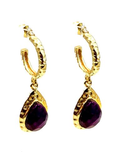 PENDIENTES MORADOS Y DORADOS DE ARITO Y PIEDRAS | JOYAS DIA Y NOCHE