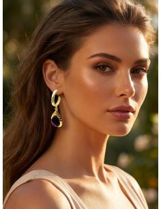 PENDIENTES MORADOS Y DORADOS DE ARITO Y PIEDRAS | JOYAS DIA Y NOCHE 2