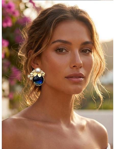 PENDIENTES INVITADA CORTOS DE PERLAS Y PIEDRAS | MADRINAS DE BODA