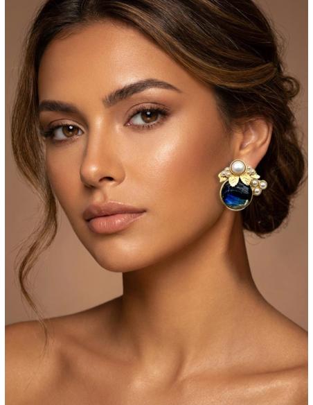 PENDIENTES INVITADA CORTOS DE PERLAS Y PIEDRAS | MADRINAS DE BODA