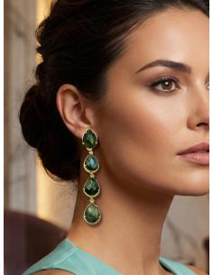 PENDIENTES BODA LARGOS PIEDRA VERDE LABRADORITA | JOYA INVITADA 2