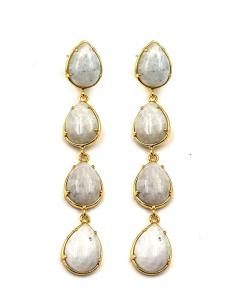 PENDIENTES BODA LARGOS PIEDRA LUNA BLANCOS | JOYA INVITADA