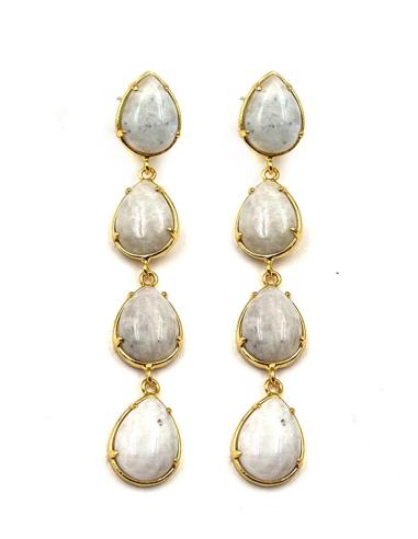 PENDIENTES BODA LARGOS PIEDRA LUNA BLANCOS | JOYA INVITADA