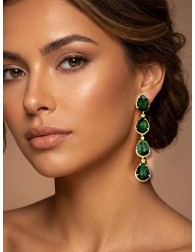 PENDIENTES BODA VERDES JADE LARGOS DE PIEDRA | JOYA INVITADA