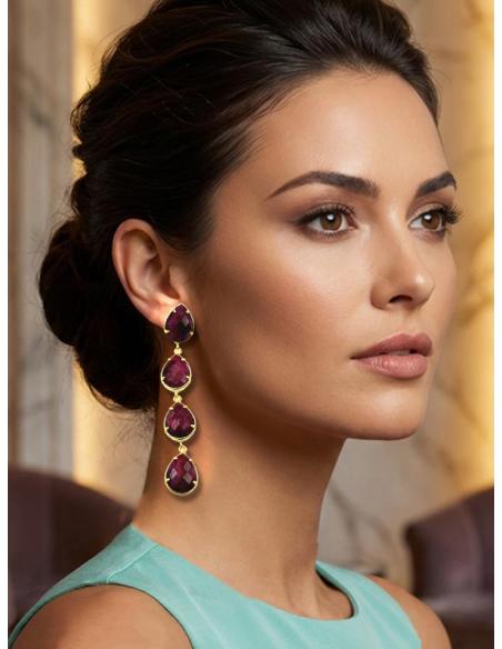 PENDIENTES BODA DE PIEDRAS RUBI BUGAMBILIAS | JOYA INVITADA
