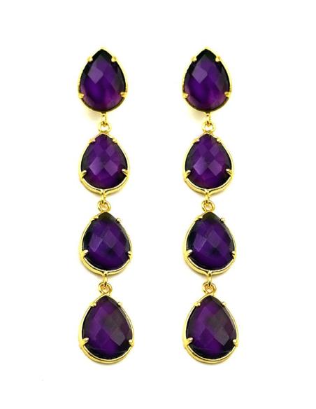 PENDIENTES MORADOS PARA BODAS LARGOS DE PIEDRA | JOYA INVITADA