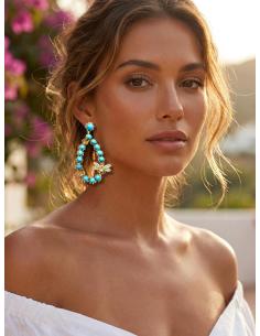 PENDIENTES AZULES TURQUESAS LARGOS CON ABEJAS | INVITADAS DE BODA 2