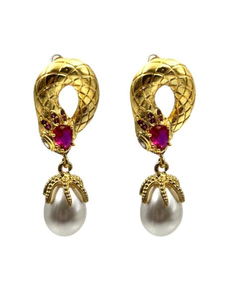 PENDIENTES PARA BODAS CON PERLAS Y PEDRERIA FUCSIA | INVITADA Y MADRINA