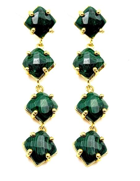 PENDIENTES LARGOS DE INVITADA PIEDRA VERDE | BODA Y EVENTO