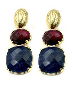 PENDIENTES DE PIEDRA AZUL MARINO Y RUBI VINO | INVITADA BODAS