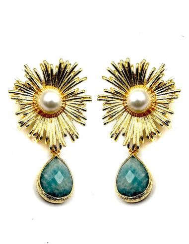 PENDIENTES BODA DE PERLAS Y GOTA PIEDRA VERDE AGUA | INVITADA Y MADRINA